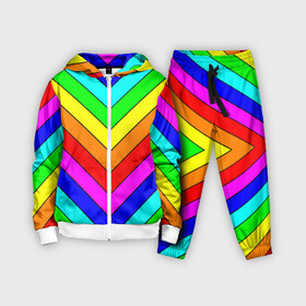 Детский костюм 3D с принтом Rainbow Stripes в Петрозаводске,  |  | geometry | gradient | neon | геометрические | градиент | детям | кислота | кислотный | конус | красочный | линии | неоновые | пирамида | полоска | полосы | радуга | радужный | разноцветные | сочный | треугольники