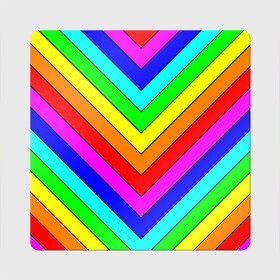 Магнит виниловый Квадрат с принтом Rainbow Stripes в Петрозаводске, полимерный материал с магнитным слоем | размер 9*9 см, закругленные углы | geometry | gradient | neon | геометрические | градиент | детям | кислота | кислотный | конус | красочный | линии | неоновые | пирамида | полоска | полосы | радуга | радужный | разноцветные | сочный | треугольники