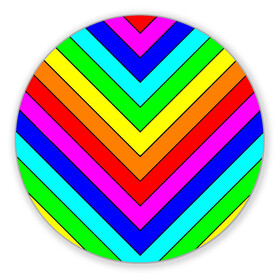 Коврик для мышки круглый с принтом Rainbow Stripes в Петрозаводске, резина и полиэстер | круглая форма, изображение наносится на всю лицевую часть | geometry | gradient | neon | геометрические | градиент | детям | кислота | кислотный | конус | красочный | линии | неоновые | пирамида | полоска | полосы | радуга | радужный | разноцветные | сочный | треугольники