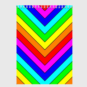 Скетчбук с принтом Rainbow Stripes в Петрозаводске, 100% бумага
 | 48 листов, плотность листов — 100 г/м2, плотность картонной обложки — 250 г/м2. Листы скреплены сверху удобной пружинной спиралью | geometry | gradient | neon | геометрические | градиент | детям | кислота | кислотный | конус | красочный | линии | неоновые | пирамида | полоска | полосы | радуга | радужный | разноцветные | сочный | треугольники