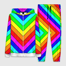 Женский костюм 3D с принтом Rainbow Stripes в Петрозаводске,  |  | geometry | gradient | neon | геометрические | градиент | детям | кислота | кислотный | конус | красочный | линии | неоновые | пирамида | полоска | полосы | радуга | радужный | разноцветные | сочный | треугольники