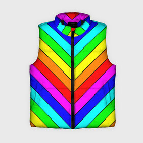 Женский жилет утепленный 3D с принтом Rainbow Stripes в Петрозаводске,  |  | geometry | gradient | neon | геометрические | градиент | детям | кислота | кислотный | конус | красочный | линии | неоновые | пирамида | полоска | полосы | радуга | радужный | разноцветные | сочный | треугольники