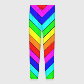 Леггинсы 3D с принтом Rainbow Stripes в Петрозаводске, 80% полиэстер, 20% эластан | Эластичный пояс, зауженные к низу, низкая посадка | geometry | gradient | neon | геометрические | градиент | детям | кислота | кислотный | конус | красочный | линии | неоновые | пирамида | полоска | полосы | радуга | радужный | разноцветные | сочный | треугольники