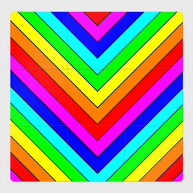 Магнитный плакат 3Х3 с принтом Rainbow Stripes в Петрозаводске, Полимерный материал с магнитным слоем | 9 деталей размером 9*9 см | Тематика изображения на принте: geometry | gradient | neon | геометрические | градиент | детям | кислота | кислотный | конус | красочный | линии | неоновые | пирамида | полоска | полосы | радуга | радужный | разноцветные | сочный | треугольники