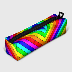 Пенал 3D с принтом Rainbow Stripes в Петрозаводске, 100% полиэстер | плотная ткань, застежка на молнии | Тематика изображения на принте: geometry | gradient | neon | геометрические | градиент | детям | кислота | кислотный | конус | красочный | линии | неоновые | пирамида | полоска | полосы | радуга | радужный | разноцветные | сочный | треугольники