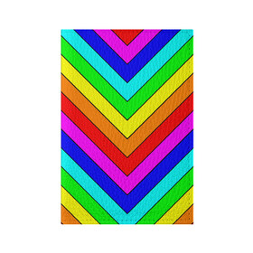Обложка для паспорта матовая кожа с принтом Rainbow Stripes в Петрозаводске, натуральная матовая кожа | размер 19,3 х 13,7 см; прозрачные пластиковые крепления | geometry | gradient | neon | геометрические | градиент | детям | кислота | кислотный | конус | красочный | линии | неоновые | пирамида | полоска | полосы | радуга | радужный | разноцветные | сочный | треугольники