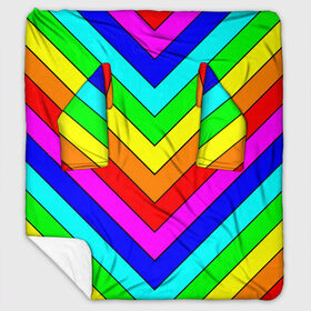 Плед с рукавами с принтом Rainbow Stripes в Петрозаводске, 100% полиэстер | Закругленные углы, все края обработаны. Ткань не мнется и не растягивается. Размер 170*145 | geometry | gradient | neon | геометрические | градиент | детям | кислота | кислотный | конус | красочный | линии | неоновые | пирамида | полоска | полосы | радуга | радужный | разноцветные | сочный | треугольники