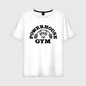 Женская футболка хлопок Oversize с принтом GYM в Петрозаводске, 100% хлопок | свободный крой, круглый ворот, спущенный рукав, длина до линии бедер
 | гантели | зож | спорт | штанга