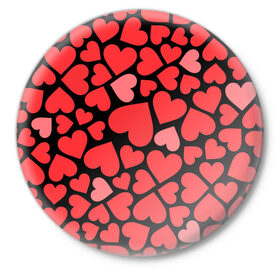 Значок с принтом Сердца в Петрозаводске,  металл | круглая форма, металлическая застежка в виде булавки | Тематика изображения на принте: i love you | love | любовь | сердечки | сердца | чувства | я тебя люблю