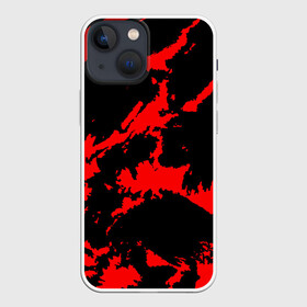 Чехол для iPhone 13 mini с принтом Красный на черном в Петрозаводске,  |  | abstract | black | demon | halloween | pattern | red | абстрактные | алые | брызги | демон | камуфляж | краска | краски | кровавый | кровь | лава | мазки | маскировка | милитари | огонь | паттерн | пламя | пятна | пятнистый