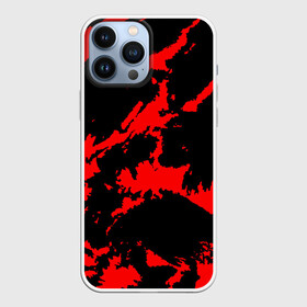Чехол для iPhone 13 Pro Max с принтом Красный на черном в Петрозаводске,  |  | abstract | black | demon | halloween | pattern | red | абстрактные | алые | брызги | демон | камуфляж | краска | краски | кровавый | кровь | лава | мазки | маскировка | милитари | огонь | паттерн | пламя | пятна | пятнистый