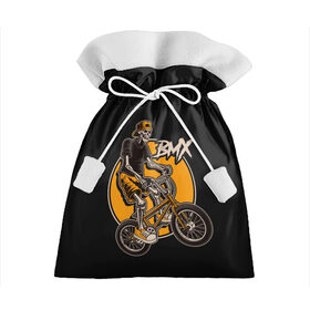 Подарочный 3D мешок с принтом BMX в Петрозаводске, 100% полиэстер | Размер: 29*39 см | Тематика изображения на принте: bicycle | bmx | skull | sport | x games | велик | велосипед | велоспорт | скелет | череп | экстремальный спорт