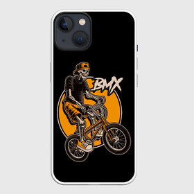 Чехол для iPhone 13 с принтом BMX в Петрозаводске,  |  | bicycle | bmx | skull | sport | x games | велик | велосипед | велоспорт | скелет | череп | экстремальный спорт