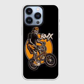 Чехол для iPhone 13 Pro с принтом BMX в Петрозаводске,  |  | Тематика изображения на принте: bicycle | bmx | skull | sport | x games | велик | велосипед | велоспорт | скелет | череп | экстремальный спорт