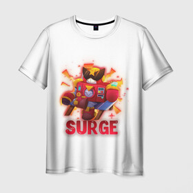 Мужская футболка 3D с принтом Сердж Бравл Старс (Surge BS) в Петрозаводске, 100% полиэфир | прямой крой, круглый вырез горловины, длина до линии бедер | brawl stars | brawler | miphic | surge | бравл старс | бравлер | мифический | сердж