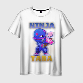 Мужская футболка 3D с принтом Ниндзя Тара Бравл Старс (BS) в Петрозаводске, 100% полиэфир | прямой крой, круглый вырез горловины, длина до линии бедер | brawl stars | brawler | tara | бравл старс | бравлер | тара
