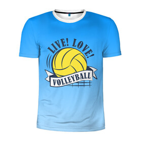 Мужская футболка 3D спортивная с принтом LIVE! LOVE! VOLLEYBALL! в Петрозаводске, 100% полиэстер с улучшенными характеристиками | приталенный силуэт, круглая горловина, широкие плечи, сужается к линии бедра | Тематика изображения на принте: beach | live | love | voleybal | volleyball | волебол | волейбол | волейболист | волейболистка | воллейбол | пляжный | я люблю