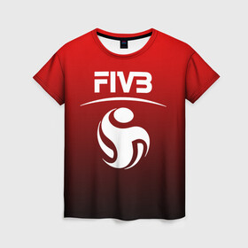 Женская футболка 3D с принтом FIVB ВОЛЕЙБОЛ в Петрозаводске, 100% полиэфир ( синтетическое хлопкоподобное полотно) | прямой крой, круглый вырез горловины, длина до линии бедер | fivb | voleybal | volleyball | волебол | волейбол | волейбола | волейболист | волейболистка | воллейбол | международная | федерация | фивб
