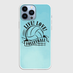 Чехол для iPhone 13 Pro Max с принтом LIVE LOVE VOLLEYBALL в Петрозаводске,  |  | Тематика изображения на принте: beach | live | love | voleybal | volleyball | волебол | волейбол | волейболист | волейболистка | воллейбол | пляжный | я люблю