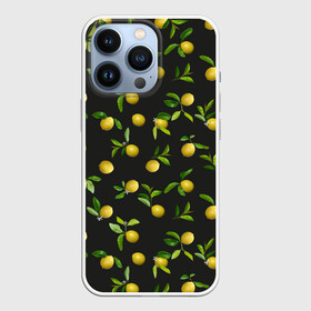 Чехол для iPhone 13 Pro с принтом Лимончики на черном в Петрозаводске,  |  | citrus | fruit | lemon | lemon flowers | lemons | print | лимон | лимончики | лимоны | принт | фрукты | цветы лимона | цитрусовые