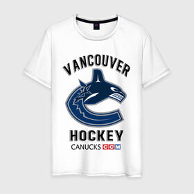 Мужская футболка хлопок с принтом VANCOUVER CANUCKS NHL в Петрозаводске, 100% хлопок | прямой крой, круглый вырез горловины, длина до линии бедер, слегка спущенное плечо. | canada | canucks | hockey | nhl | sport | usa | vancouver | акула | ванкувер | канада | кэнакс | логотип | нхл | спорт | хоккей | челюсти