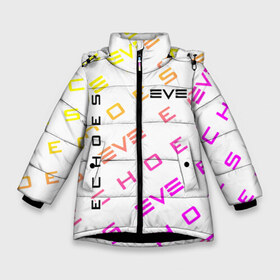 Зимняя куртка для девочек 3D с принтом EVE ECHOES ИВ ЭХО в Петрозаводске, ткань верха — 100% полиэстер; подклад — 100% полиэстер, утеплитель — 100% полиэстер. | длина ниже бедра, удлиненная спинка, воротник стойка и отстегивающийся капюшон. Есть боковые карманы с листочкой на кнопках, утяжки по низу изделия и внутренний карман на молнии. 

Предусмотрены светоотражающий принт на спинке, радужный светоотражающий элемент на пуллере молнии и на резинке для утяжки. | Тематика изображения на принте: echo | echoes | eve | game | games | logo | online | space | ев онлайн | ев эхо | еве | ив онлайн | ив эхо | игра | игры | космос | лого | логотип | логотипы | онлайн | символ | символы | эхо | эхос
