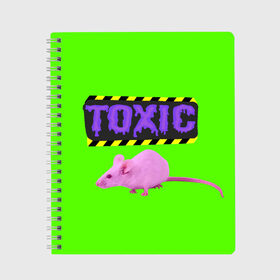 Тетрадь с принтом Toxic в Петрозаводске, 100% бумага | 48 листов, плотность листов — 60 г/м2, плотность картонной обложки — 250 г/м2. Листы скреплены сбоку удобной пружинной спиралью. Уголки страниц и обложки скругленные. Цвет линий — светло-серый
 | animals | rat | toxic | животные | крыса | токсик
