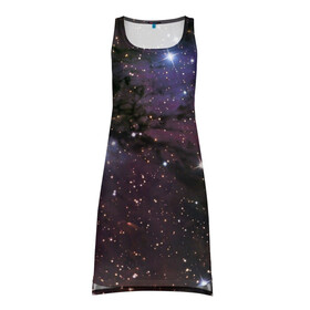 Платье-майка 3D с принтом Галактика (S) в Петрозаводске, 100% полиэстер | полуприлегающий силуэт, широкие бретели, круглый вырез горловины, удлиненный подол сзади. | galaxy | nasa | nebula | space | star | абстракция | вселенная | галактика | звезда | звезды | космический | наса | планеты