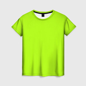 Женская футболка 3D с принтом ACID в Петрозаводске, 100% полиэфир ( синтетическое хлопкоподобное полотно) | прямой крой, круглый вырез горловины, длина до линии бедер | Тематика изображения на принте: acid | зеленая | кислотная | однотонная | салатовая