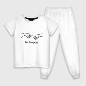 Детская пижама хлопок с принтом be happy в Петрозаводске, 100% хлопок |  брюки и футболка прямого кроя, без карманов, на брюках мягкая резинка на поясе и по низу штанин
 | be happy | будь счастлив | руки | счастье