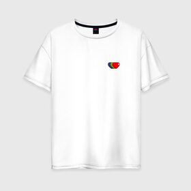 Женская футболка хлопок Oversize с принтом Rainbow hearts в Петрозаводске, 100% хлопок | свободный крой, круглый ворот, спущенный рукав, длина до линии бедер
 | Тематика изображения на принте: love | rainbow hearts | любовь | радуга | разноцветный | сердце