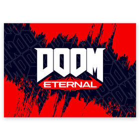 Поздравительная открытка с принтом DOOM ETERNAL / ДУМ ЭТЕРНАЛ в Петрозаводске, 100% бумага | плотность бумаги 280 г/м2, матовая, на обратной стороне линовка и место для марки
 | Тематика изображения на принте: bfg | brutal | doom | eternal | ethernal | game | games | logo | дум | игра | игры | лого | логотип | логотипы | символ | символы | этернал