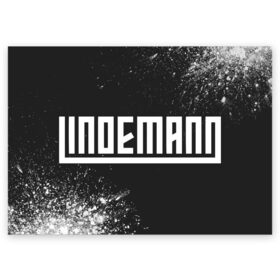 Поздравительная открытка с принтом LINDEMANN / ЛИНДЕМАНН в Петрозаводске, 100% бумага | плотность бумаги 280 г/м2, матовая, на обратной стороне линовка и место для марки
 | lindeman | lindemann | logo | music | rammstein | ramstein | rock | til | till | линдеман | линдеманн | лого | логотип | логотипы | музыка | раммштайн | рамштайн | рок | символ | символы | солист | тилль | тиль