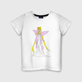 Детская футболка хлопок с принтом Sailor Moon/Серенити в Петрозаводске, 100% хлопок | круглый вырез горловины, полуприлегающий силуэт, длина до линии бедер | bunny | luna | princess | serenity | stars | usagi | wings | ангел | волосы | девушка | детям | звездная | звезды | королева | корона | крылья | луна | любовь | малышка | марс | радуга | сейлор мун | токио | усаги цукино | школьные 