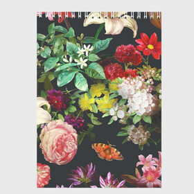Скетчбук с принтом Цветы в Петрозаводске, 100% бумага
 | 48 листов, плотность листов — 100 г/м2, плотность картонной обложки — 250 г/м2. Листы скреплены сверху удобной пружинной спиралью | арт | бабочка | бабочки | белая лилия | белый | желтый | зеленый | картина | краски | красный | лилии | лилия | рисунок | рисунок красками | роза | розовая роза | розовый | розы | тёмный | фиолетовый