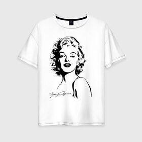 Женская футболка хлопок Oversize с принтом Мэрилин Монро в Петрозаводске, 100% хлопок | свободный крой, круглый ворот, спущенный рукав, длина до линии бедер
 | retro | star | девушка | звезда | кино