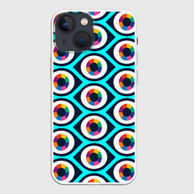 Чехол для iPhone 13 mini с принтом Глаза паттерн в Петрозаводске,  |  | геометрия | глаза | иллюзия | паттерн | психоделика | радуга | цвета