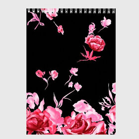 Скетчбук с принтом Яркие розы в Петрозаводске, 100% бумага
 | 48 листов, плотность листов — 100 г/м2, плотность картонной обложки — 250 г/м2. Листы скреплены сверху удобной пружинной спиралью | арт | рисунок | роза | розовая роза | розовые розы | розовый | розы | тёмный | цветы | чёрный