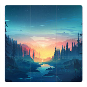 Магнитный плакат 3Х3 с принтом Природа в Петрозаводске, Полимерный материал с магнитным слоем | 9 деталей размером 9*9 см | горы | закат | лес | небо | природа | рисунок