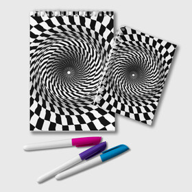 Блокнот с принтом иллюзия в Петрозаводске, 100% бумага | 48 листов, плотность листов — 60 г/м2, плотность картонной обложки — 250 г/м2. Листы скреплены удобной пружинной спиралью. Цвет линий — светло-серый
 | воронка | иллюзия | студентам | тоннель | шахматы