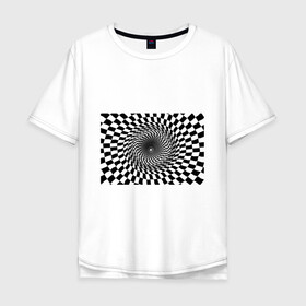 Мужская футболка хлопок Oversize с принтом иллюзия в Петрозаводске, 100% хлопок | свободный крой, круглый ворот, “спинка” длиннее передней части | воронка | иллюзия | студентам | тоннель | шахматы