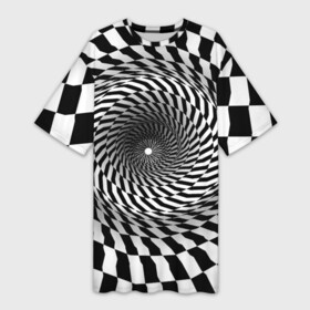 Платье-футболка 3D с принтом иллюзия в Петрозаводске,  |  | воронка | иллюзия | студентам | тоннель | шахматы