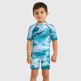 Детский купальный костюм 3D с принтом Вода волны пена море в Петрозаводске, Полиэстер 85%, Спандекс 15% | застежка на молнии на спине | вода | волны | море | морская пена | океан | отдых | пена | пучина