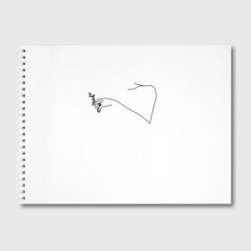 Альбом для рисования с принтом минимализм рука и цветок в Петрозаводске, 100% бумага
 | матовая бумага, плотность 200 мг. | Тематика изображения на принте: ключица | минимализм | минимализм чб | одной линией | рука | рука с цветком | цветок | черная линия