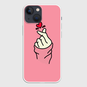 Чехол для iPhone 13 mini с принтом Корейское сердечко в Петрозаводске,  |  | bts | k pop | korea | likee | бтс | жест | к поп | кей поп | корейский | корейское сердечко | корея | лайк | лайк пальцами | любовь | пальцы | сердце | сердце пальцами | символ сердца | щелчок пальцами