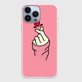 Чехол для iPhone 13 Pro Max с принтом Корейское сердечко в Петрозаводске,  |  | bts | k pop | korea | likee | бтс | жест | к поп | кей поп | корейский | корейское сердечко | корея | лайк | лайк пальцами | любовь | пальцы | сердце | сердце пальцами | символ сердца | щелчок пальцами