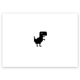 Поздравительная открытка с принтом Google динозаврик в Петрозаводске, 100% бумага | плотность бумаги 280 г/м2, матовая, на обратной стороне линовка и место для марки
 | dino | dinomax | googledino | дино | динозавр | потерялся