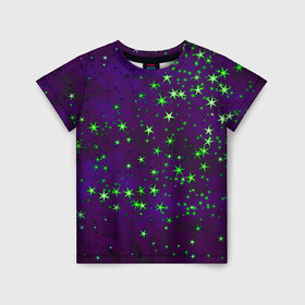 Детская футболка 3D с принтом Звездное небо арт в Петрозаводске, 100% гипоаллергенный полиэфир | прямой крой, круглый вырез горловины, длина до линии бедер, чуть спущенное плечо, ткань немного тянется | Тематика изображения на принте: арт | звездное небо | звездочки | звезды | космос | небо | рисунок | текстура | туманность