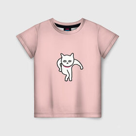 Детская футболка 3D с принтом Ыть в Петрозаводске, 100% гипоаллергенный полиэфир | прямой крой, круглый вырез горловины, длина до линии бедер, чуть спущенное плечо, ткань немного тянется | арт | белая кошка | белый кот | кот | кошка | мем | мэм | рисунок | розовый