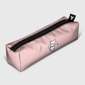 Пенал 3D с принтом Ыть в Петрозаводске, 100% полиэстер | плотная ткань, застежка на молнии | арт | белая кошка | белый кот | кот | кошка | мем | мэм | рисунок | розовый